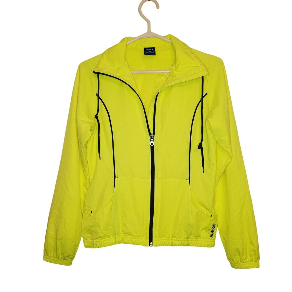 Reebok Vintage Yellow Full Zip Windbreaker Jacket XS Fisherman‎ Y2K Dopamine